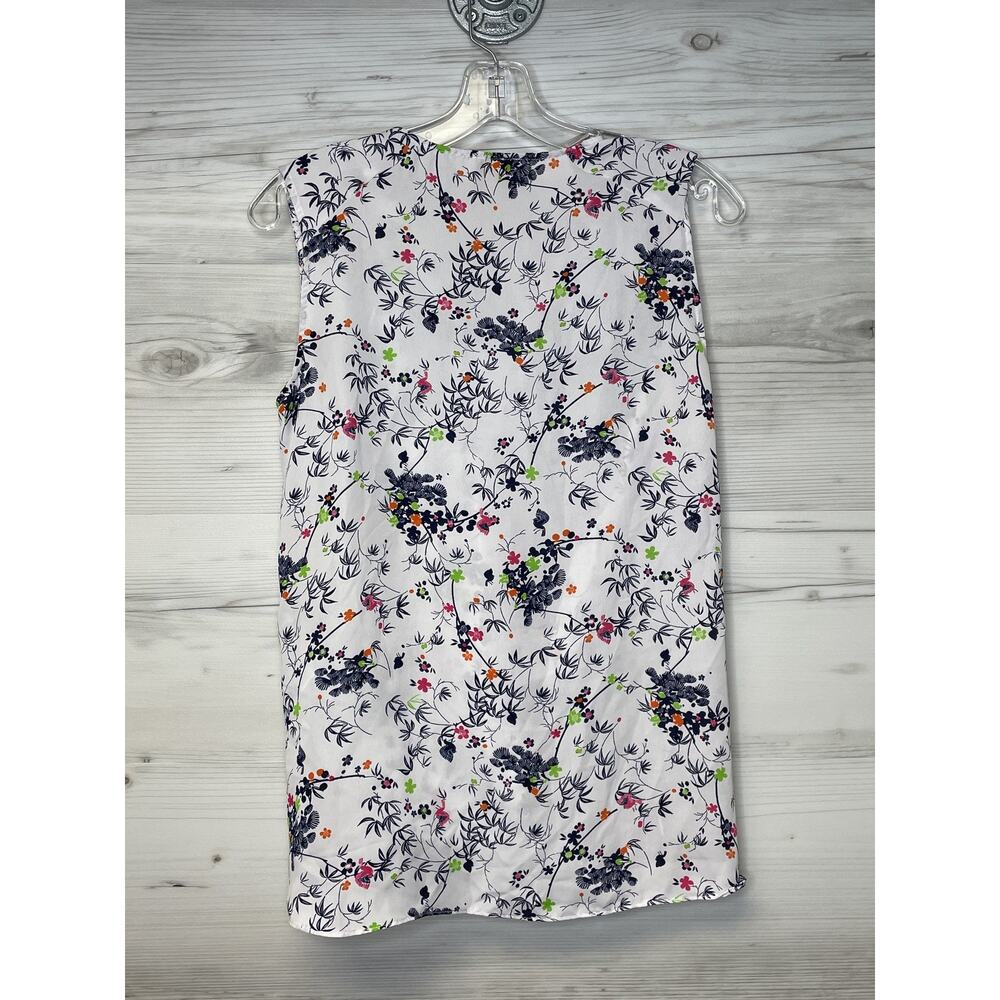 Laundry by Shelli Segal Shirt Womens Small White Floral Sleeveless Blouse Top - Picture 8 of 8